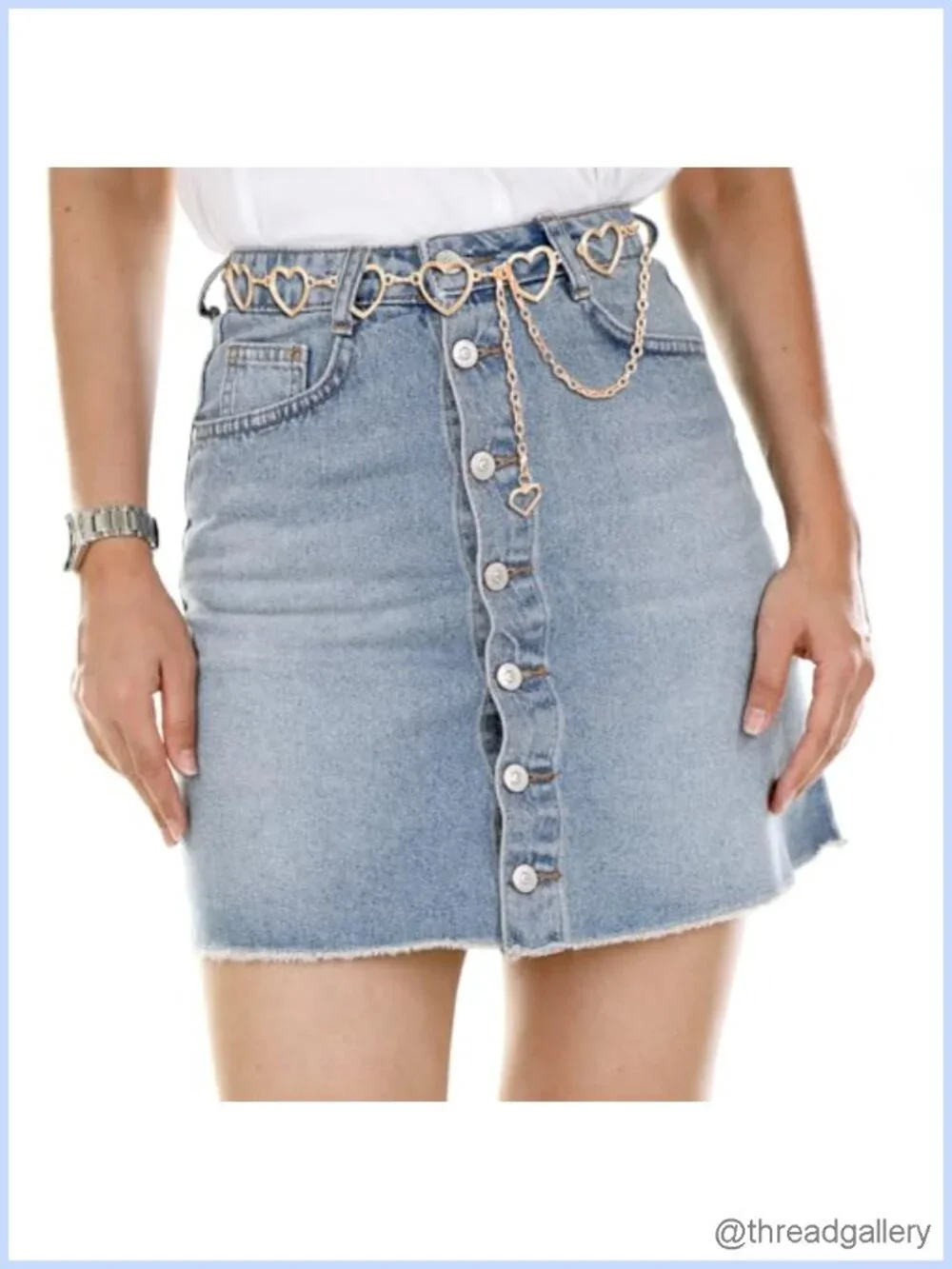 Rhinestone Heart Waist Chain Adjustable Gold Belt for Dress Jeans Bikini